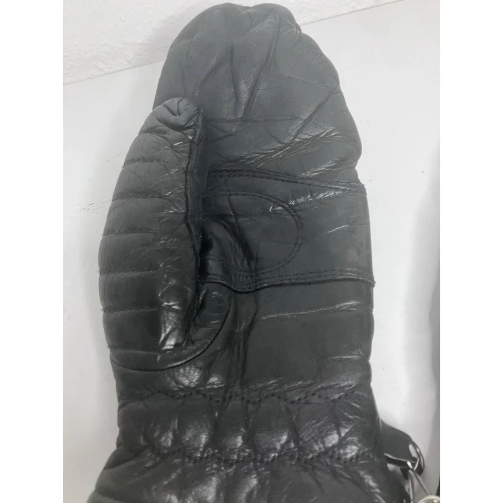 VTG Beconta Horsehide Leather Ski Gloves Japan Black Ribbed Apres Ski Ladies M